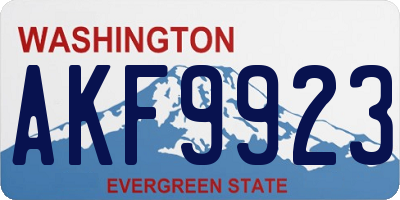 WA license plate AKF9923