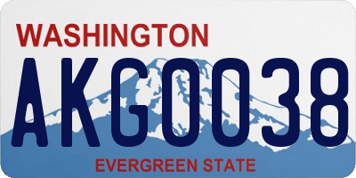 WA license plate AKG0038