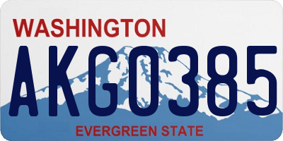 WA license plate AKG0385