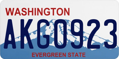 WA license plate AKG0923
