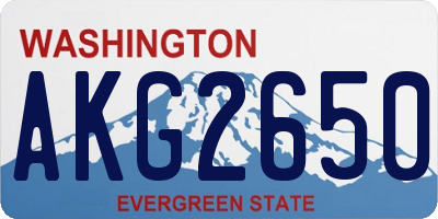 WA license plate AKG2650