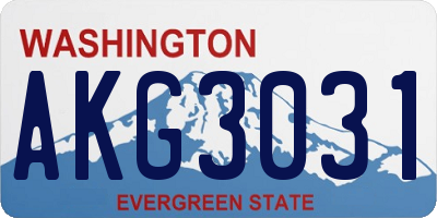 WA license plate AKG3031