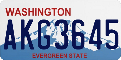 WA license plate AKG3645