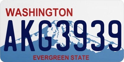 WA license plate AKG3939