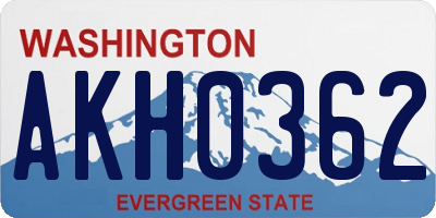 WA license plate AKH0362