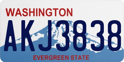 WA license plate AKJ3838
