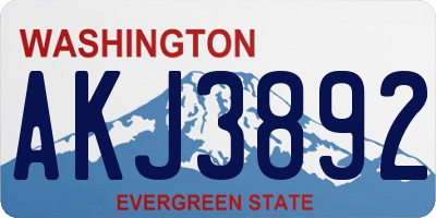 WA license plate AKJ3892