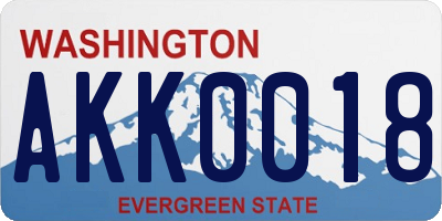 WA license plate AKK0018