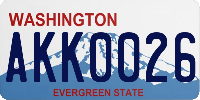 WA license plate AKK0026