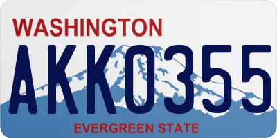 WA license plate AKK0355