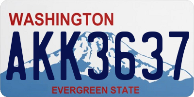 WA license plate AKK3637