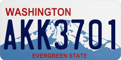 WA license plate AKK3701