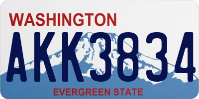 WA license plate AKK3834