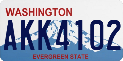 WA license plate AKK4102
