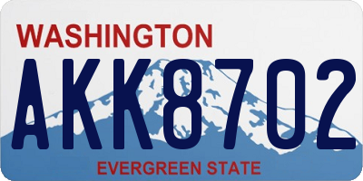 WA license plate AKK8702