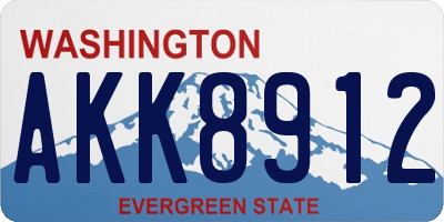 WA license plate AKK8912