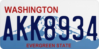 WA license plate AKK8934