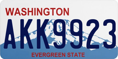 WA license plate AKK9923