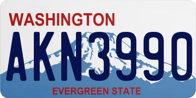 WA license plate AKN3990