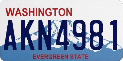 WA license plate AKN4981