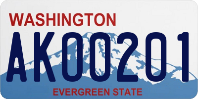 WA license plate AKO0201