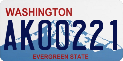 WA license plate AKO0221