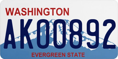 WA license plate AKO0892