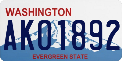 WA license plate AKO1892