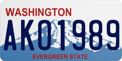 WA license plate AKO1989