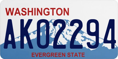 WA license plate AKO2294