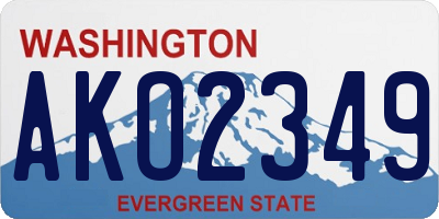 WA license plate AKO2349