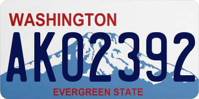 WA license plate AKO2392