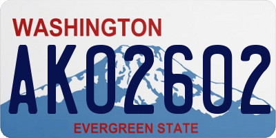 WA license plate AKO2602
