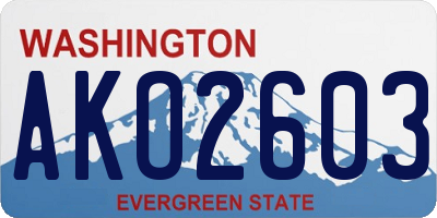 WA license plate AKO2603