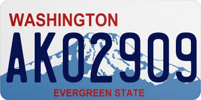 WA license plate AKO2909