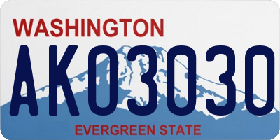 WA license plate AKO3030