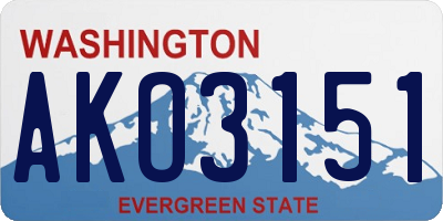 WA license plate AKO3151