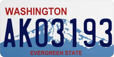 WA license plate AKO3193