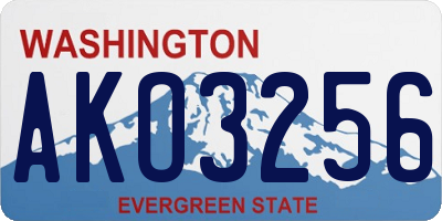 WA license plate AKO3256