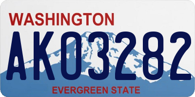 WA license plate AKO3282