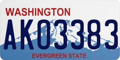 WA license plate AKO3383