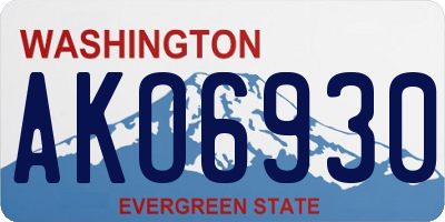 WA license plate AKO6930