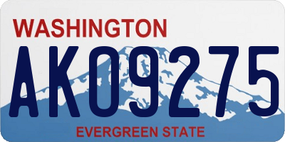 WA license plate AKO9275
