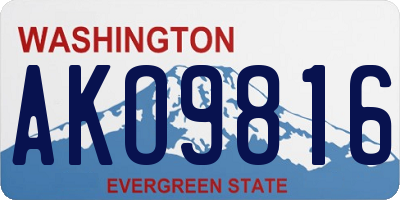 WA license plate AKO9816