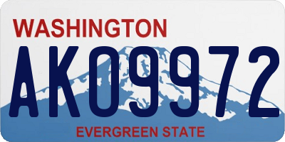 WA license plate AKO9972