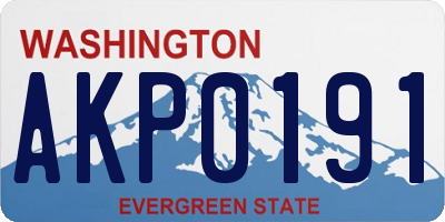 WA license plate AKP0191