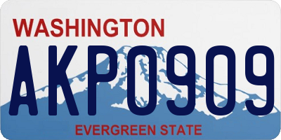 WA license plate AKP0909