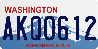 WA license plate AKQ0612