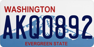 WA license plate AKQ0892