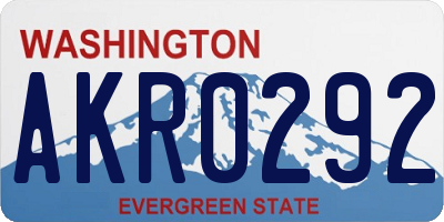 WA license plate AKR0292